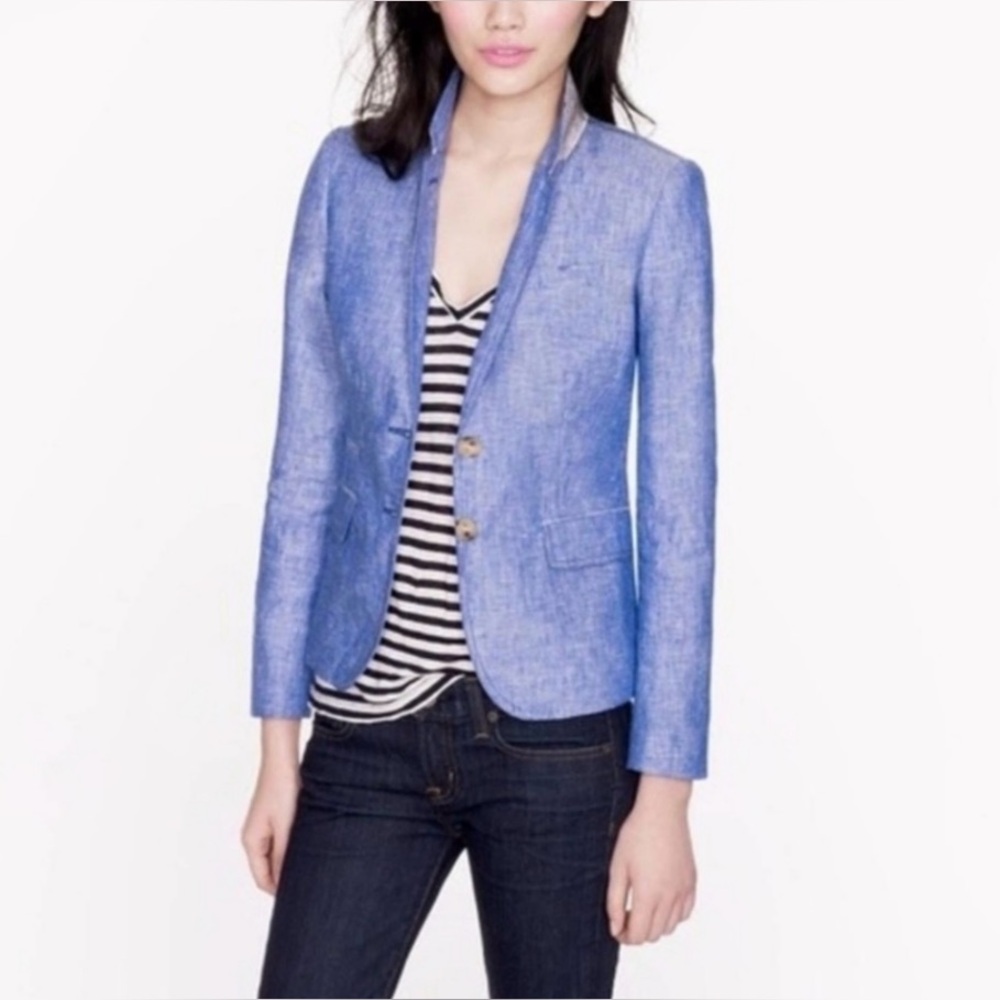 J.Crew Schoolboy Linen Blazer Sz 0 | Lightweight Tailored Summer Preppy Chic